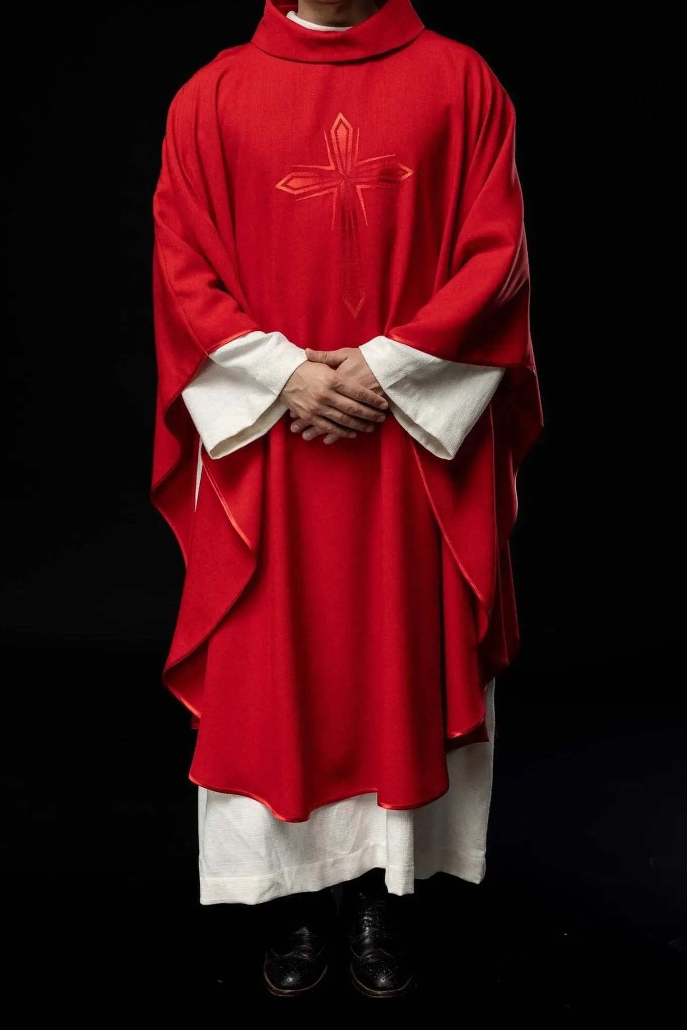 Embroidered chasuble in red