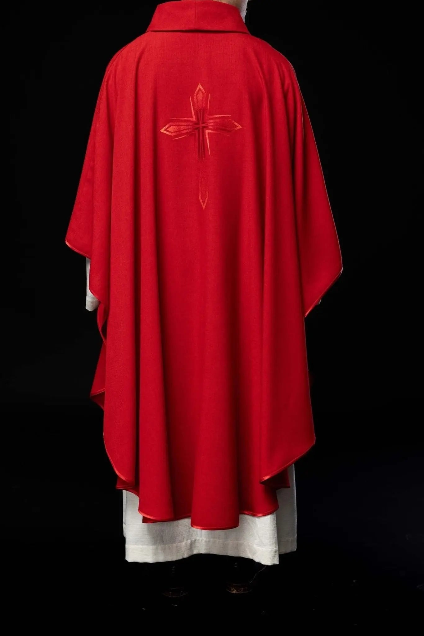 Embroidered chasuble in red
