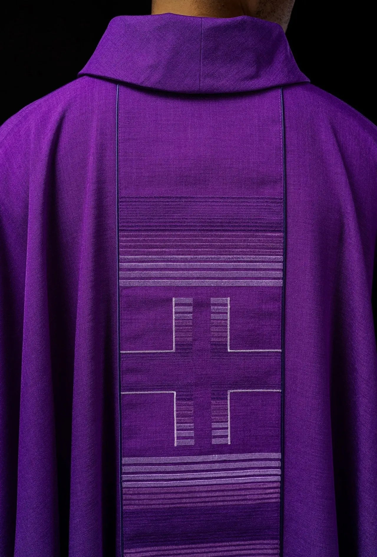 Embroidered chasuble with Crosses in purple