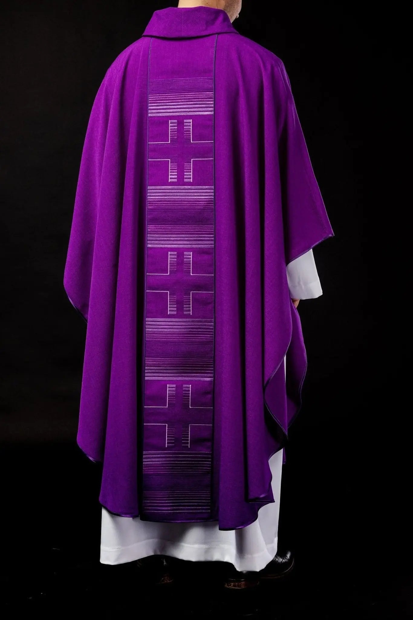 Embroidered chasuble with Crosses in purple