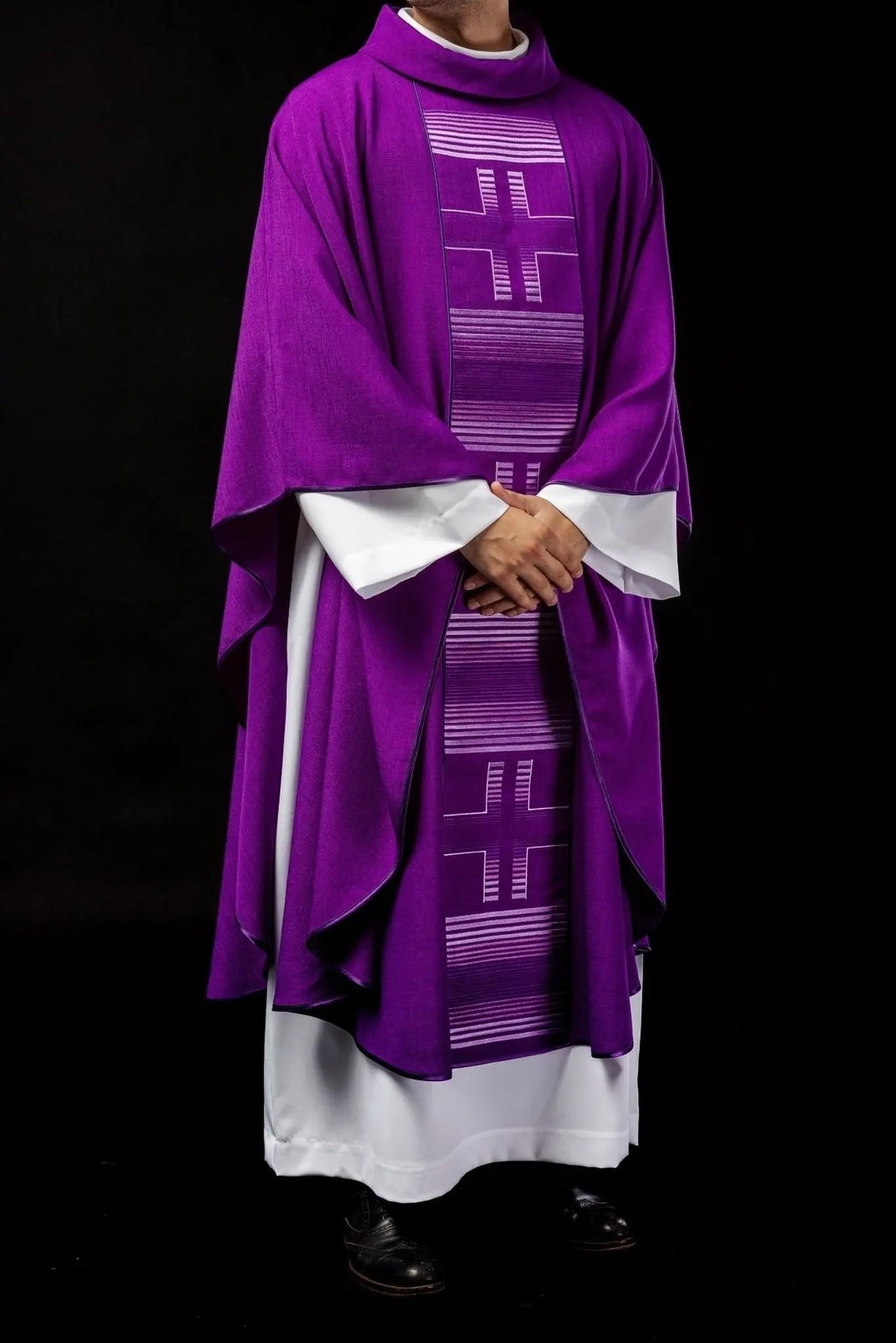 Embroidered chasuble with Crosses in purple