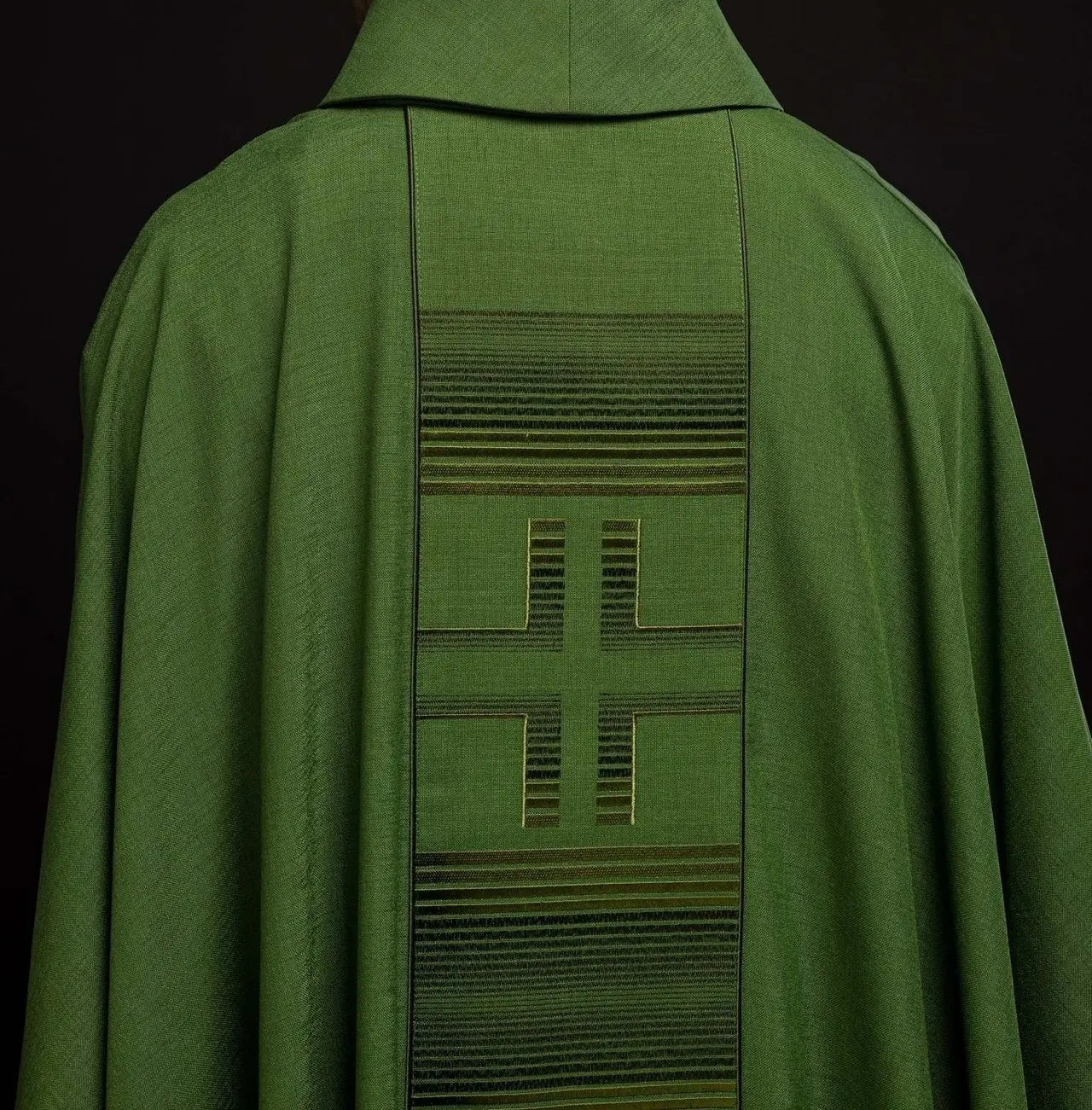 Embroidered chasuble with Crosses in green