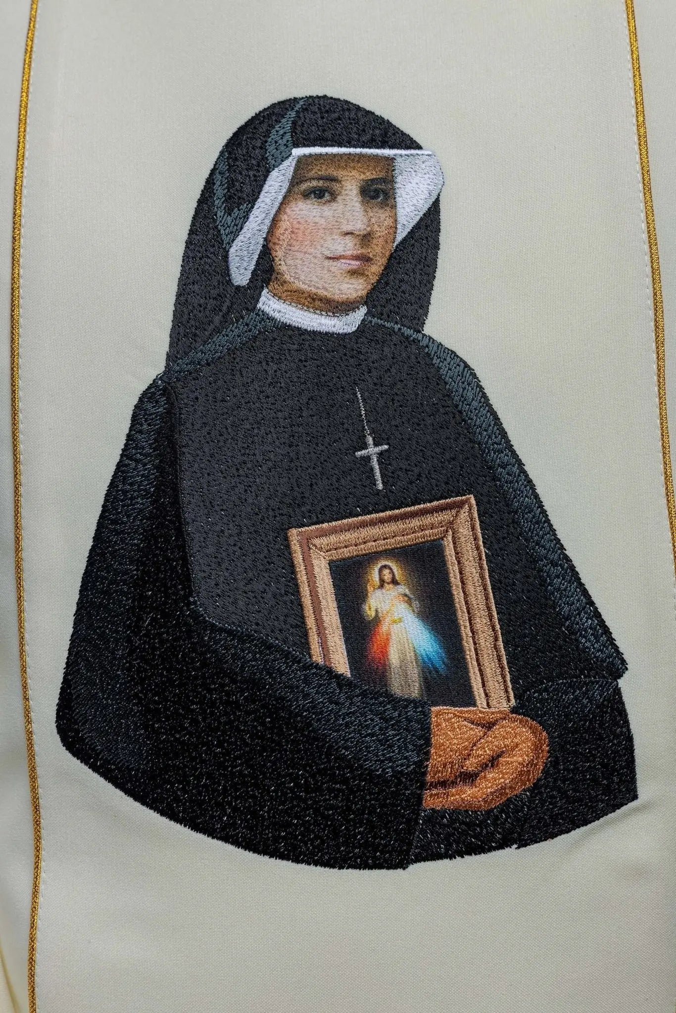 Embroidered Chasuble Featuring the Image of Saint Faustina