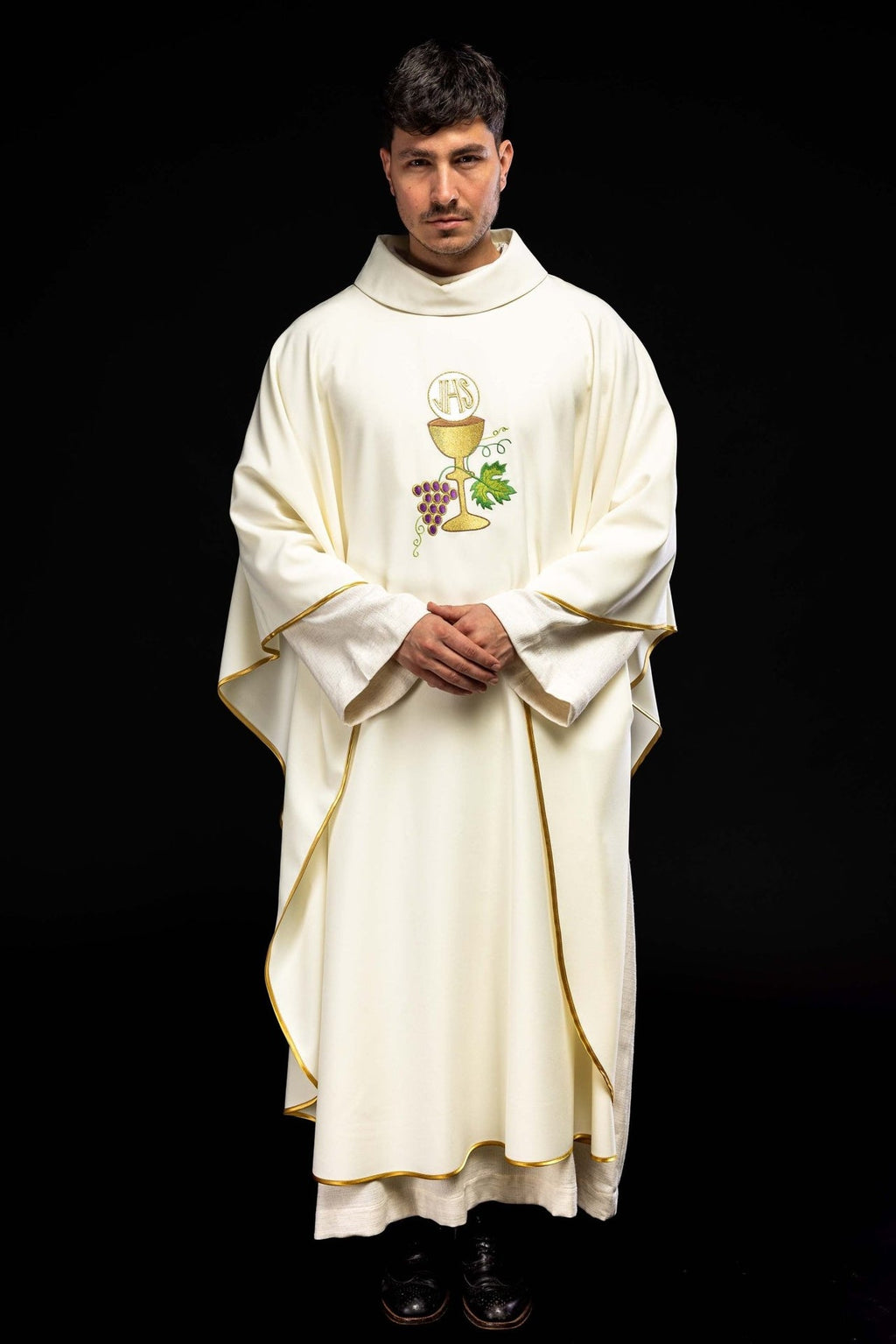 Ornat kielich Krzyż i winogrona ecru