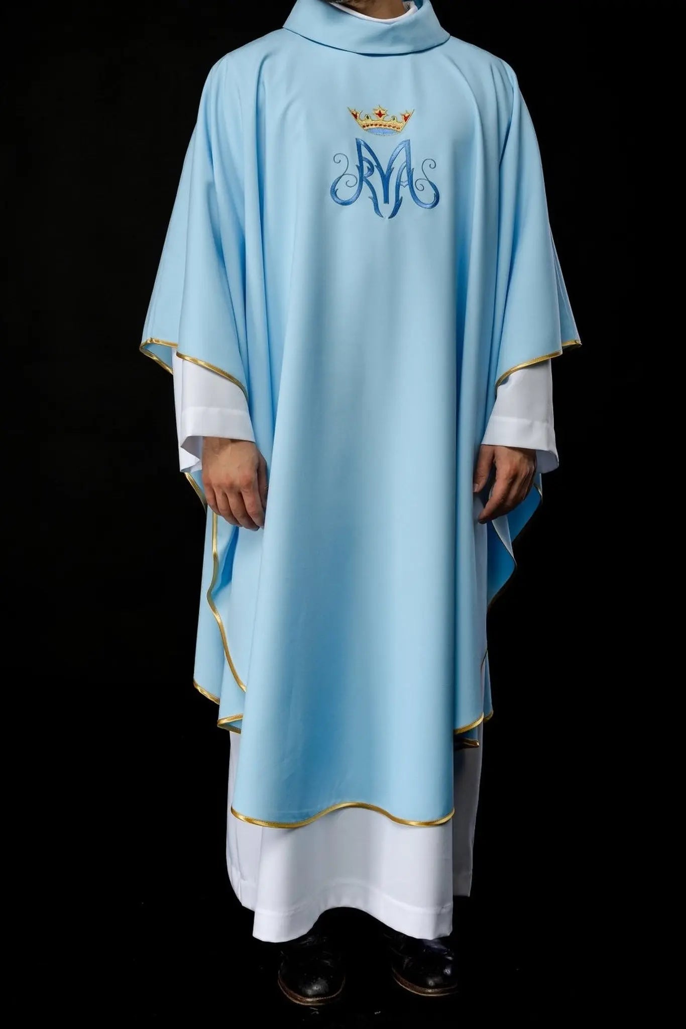 Ornat liturgiczny maryjny w kolorze niebieskim