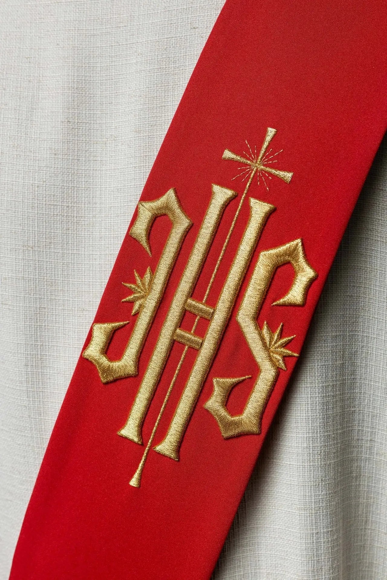 Diaconate stole embroidered IHS with Cross