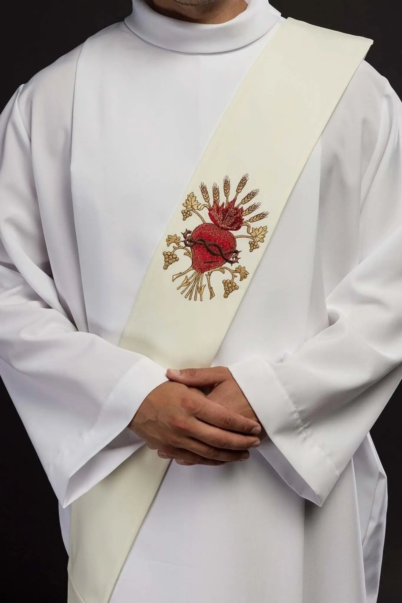 Stuła diakońska z haftem Serca Jezusowego
