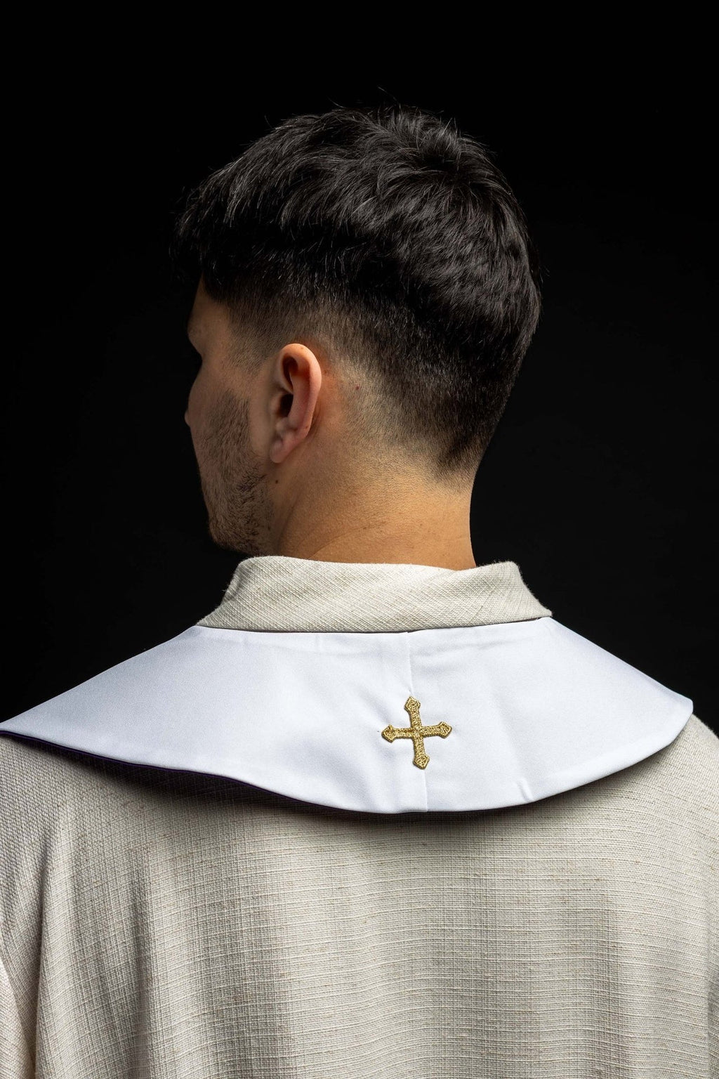 Stuła dwustronna Krzyż Jerozolimski fioletowo - biała