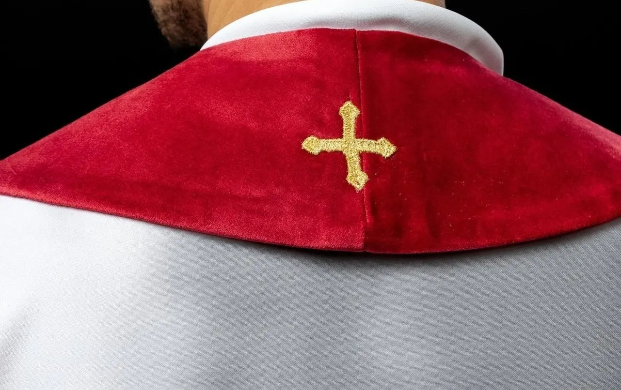 Embroidered red IHS stole
