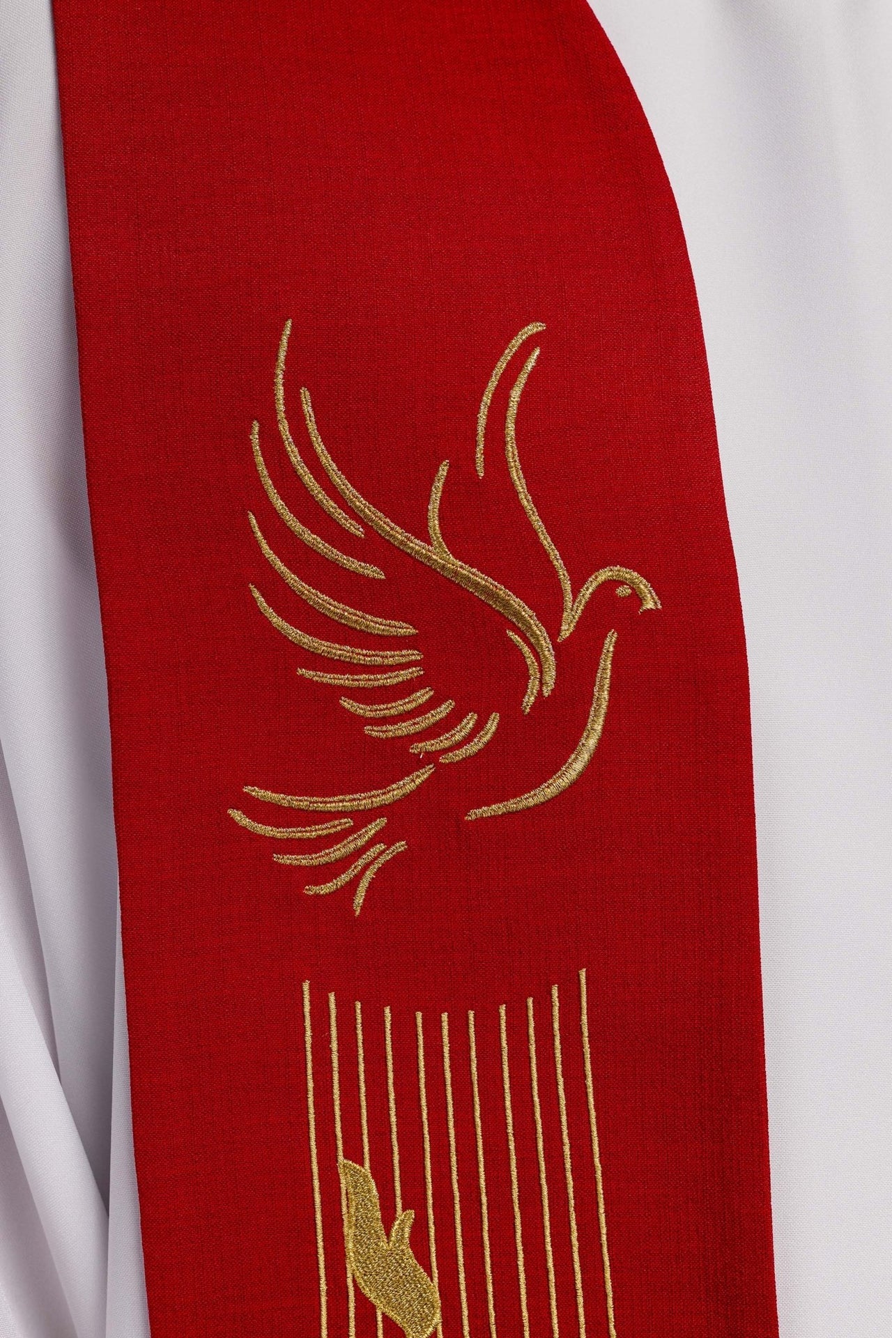 Stuła haftowana Duch Święty Czerwona