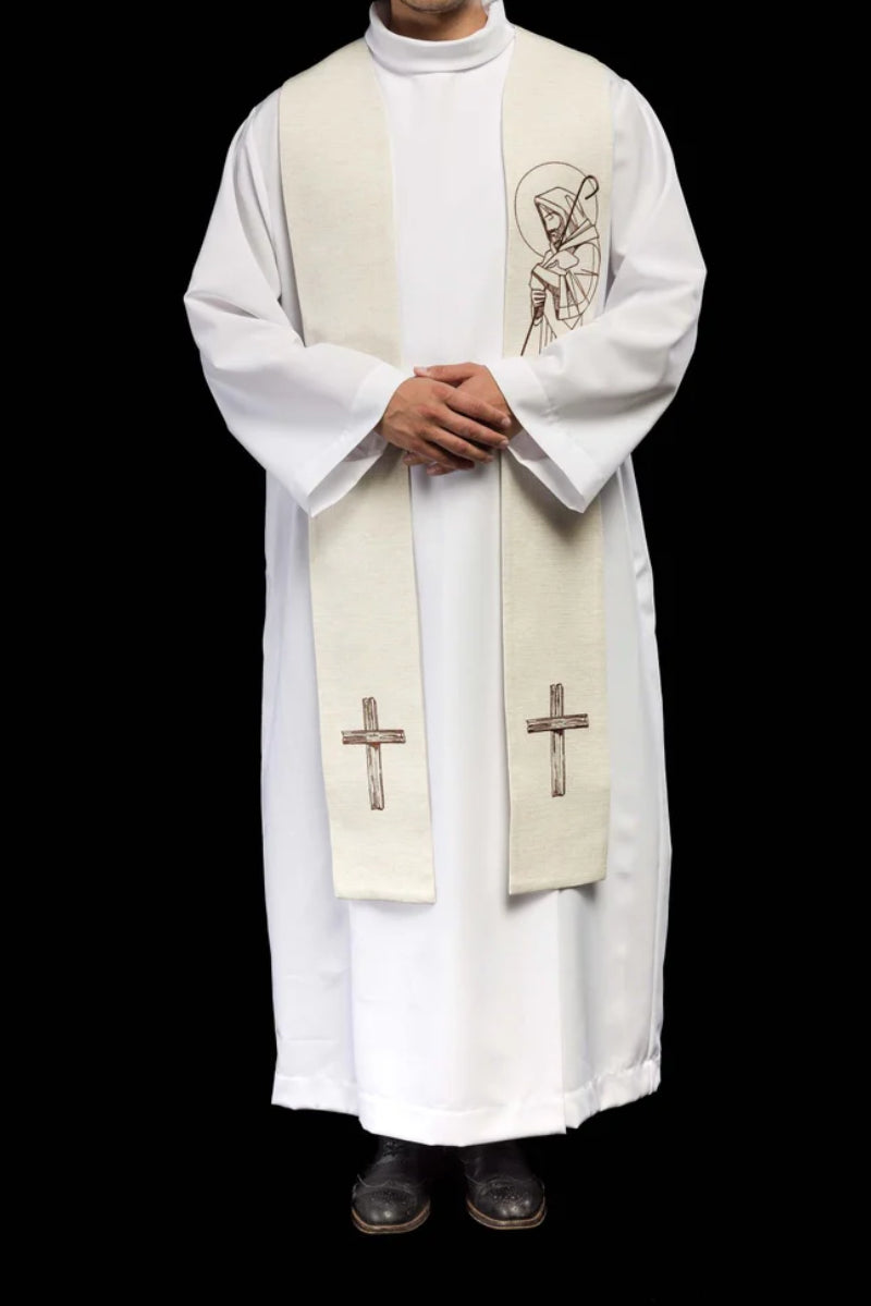 Haftowana stuła „Jezus Dobry Pasterz” w kolorze ecru