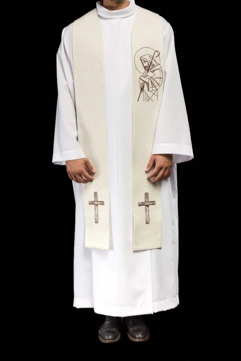 Haftowana stuła „Jezus Dobry Pasterz” w kolorze ecru