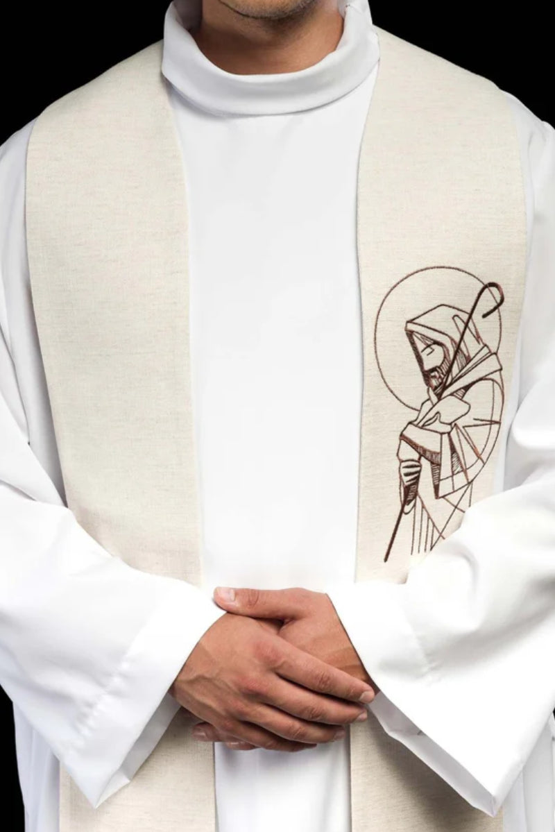 Haftowana stuła „Jezus Dobry Pasterz” w kolorze ecru