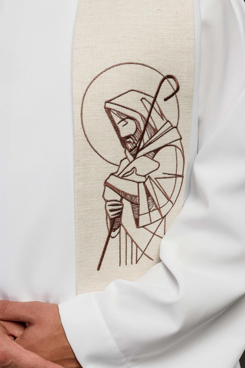 Haftowana stuła „Jezus Dobry Pasterz” w kolorze ecru