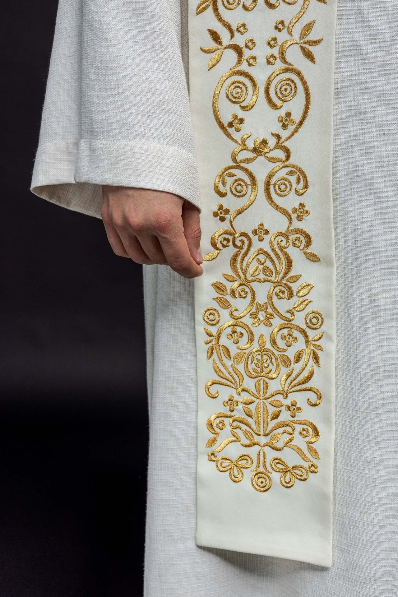 Stuła haftowana Maryjna ecru