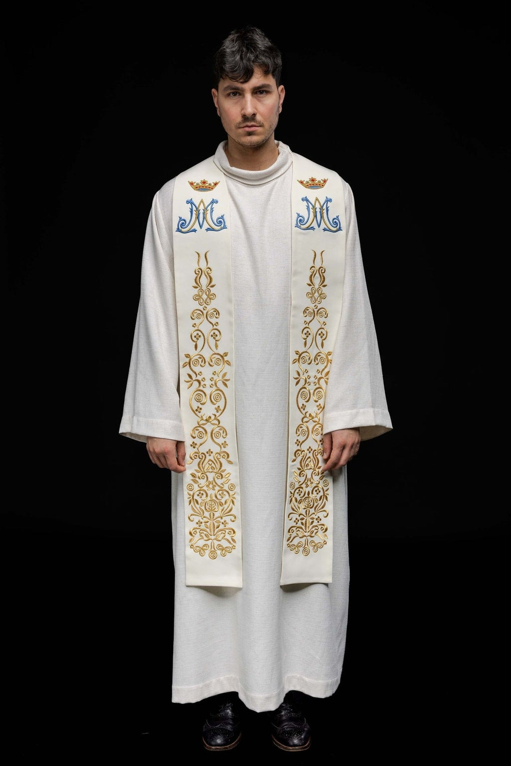 Stuła haftowana Maryjna ecru