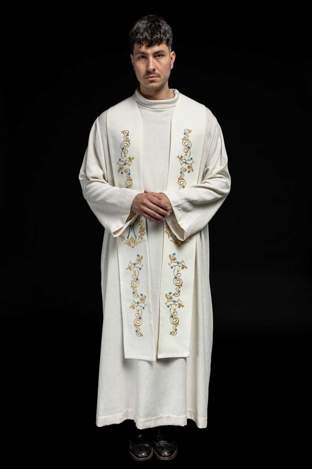 Stuła haftowana Maryjna ecru