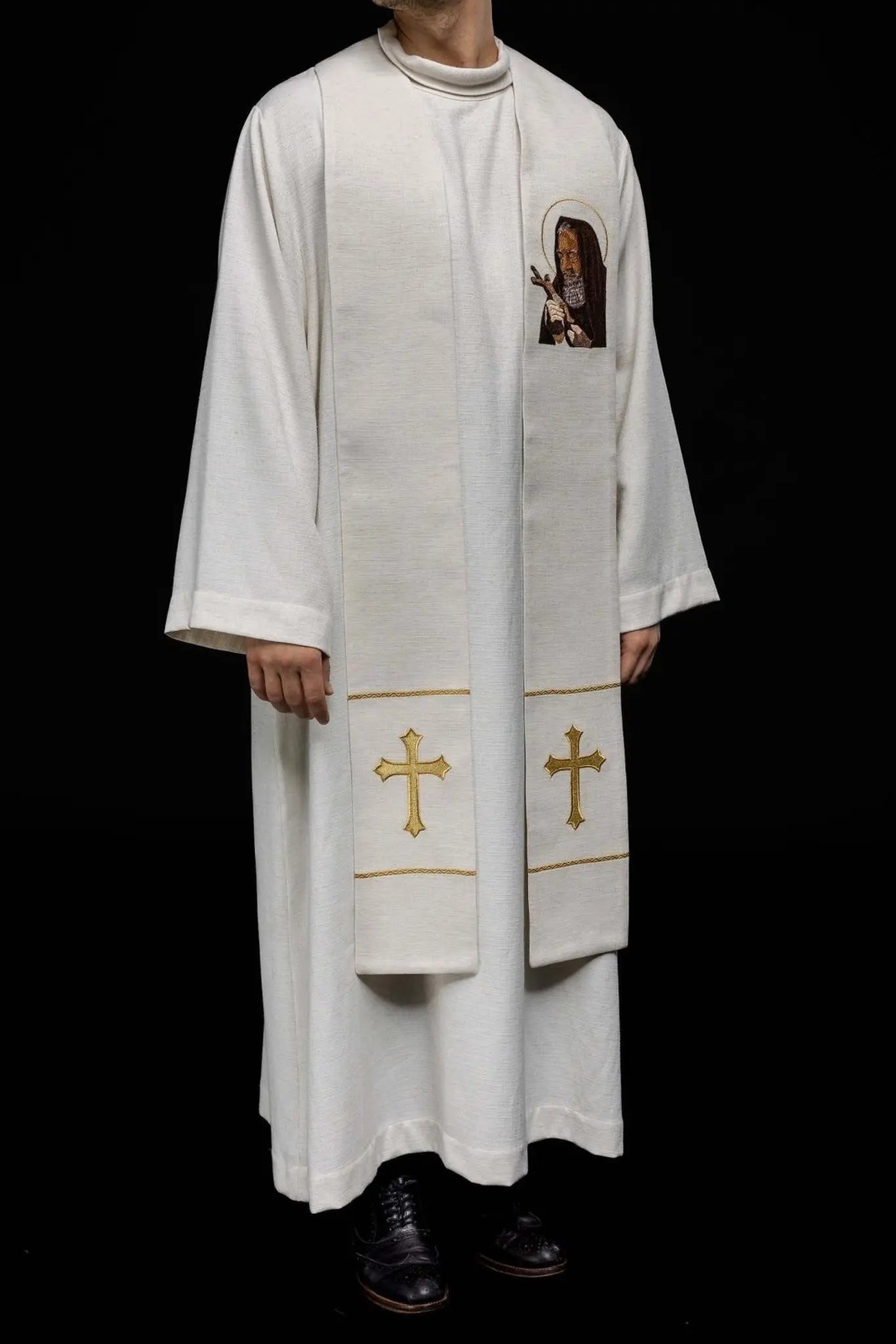 Stuła haftowana z wizerunkiem Padre Pio