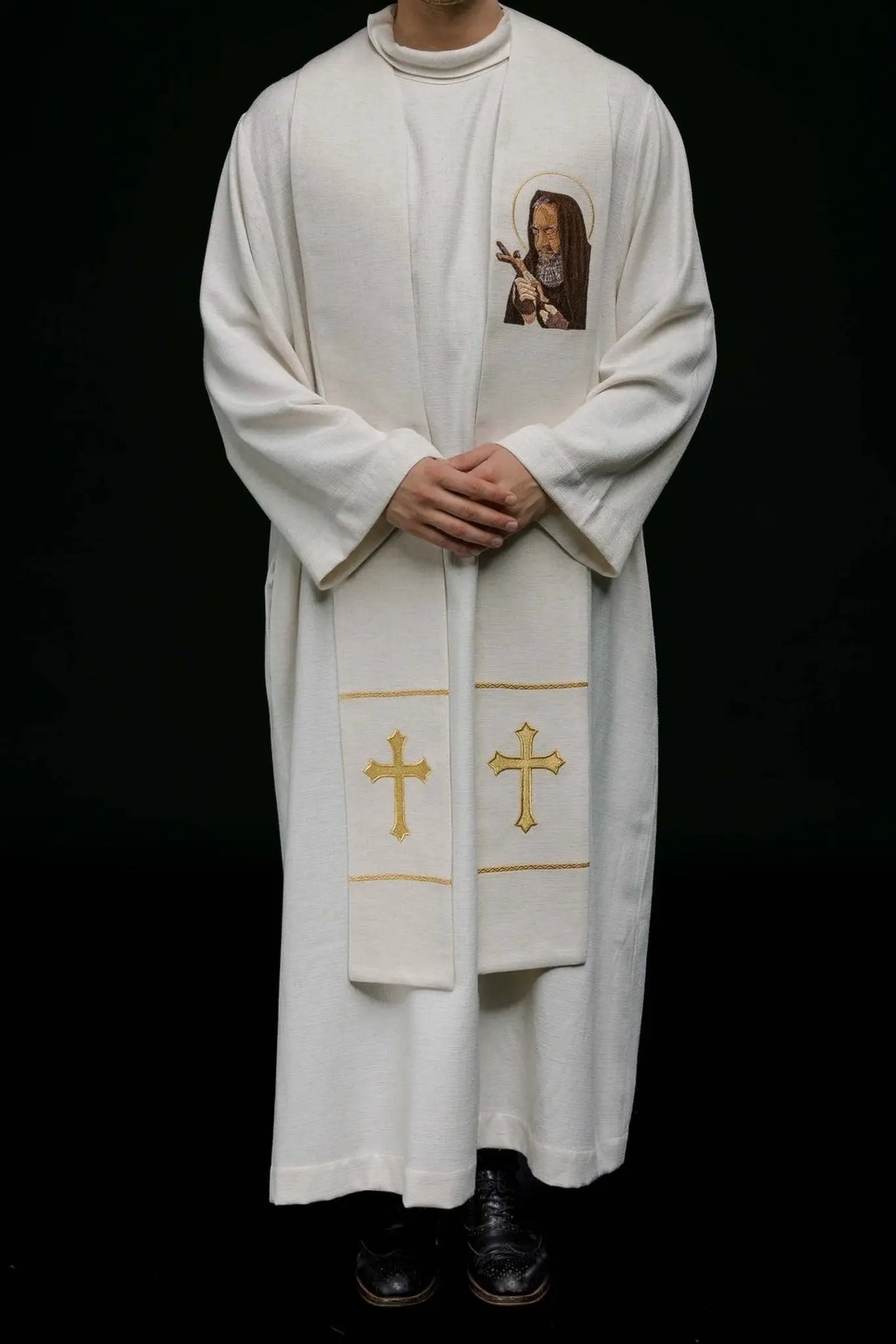 Stuła haftowana z wizerunkiem Padre Pio