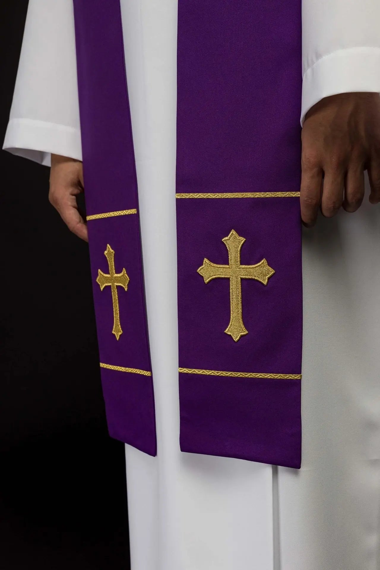 Priest's stole purple embroidered Cross