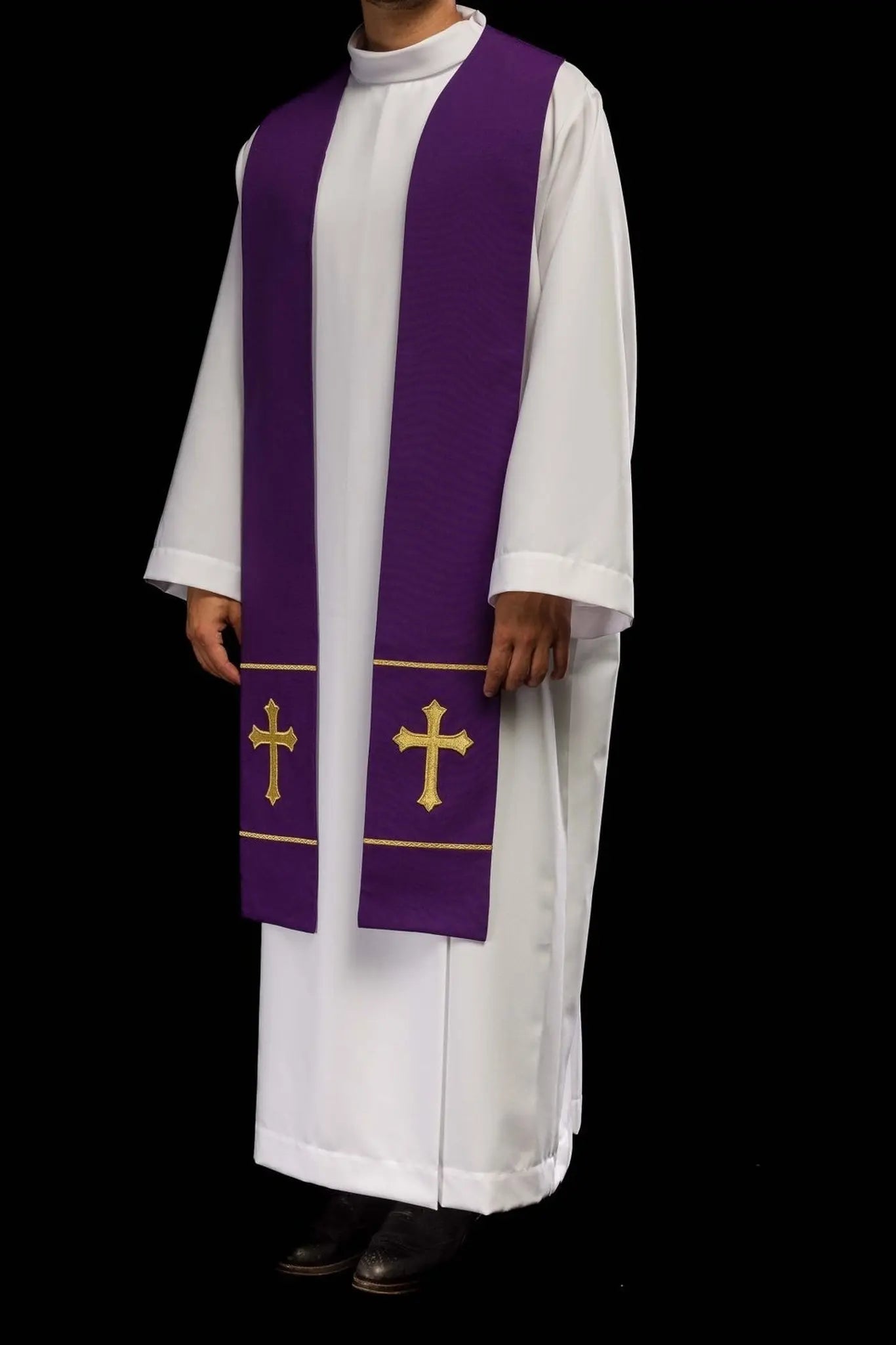 Priest's stole purple embroidered Cross