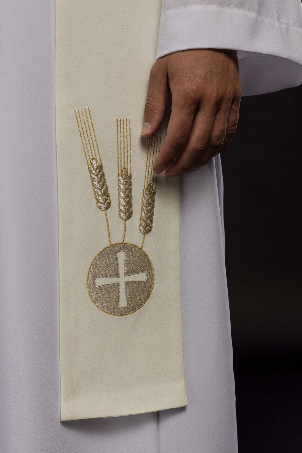 Stuła Kielich, Kłosy i Winogrona w kolorze ecru