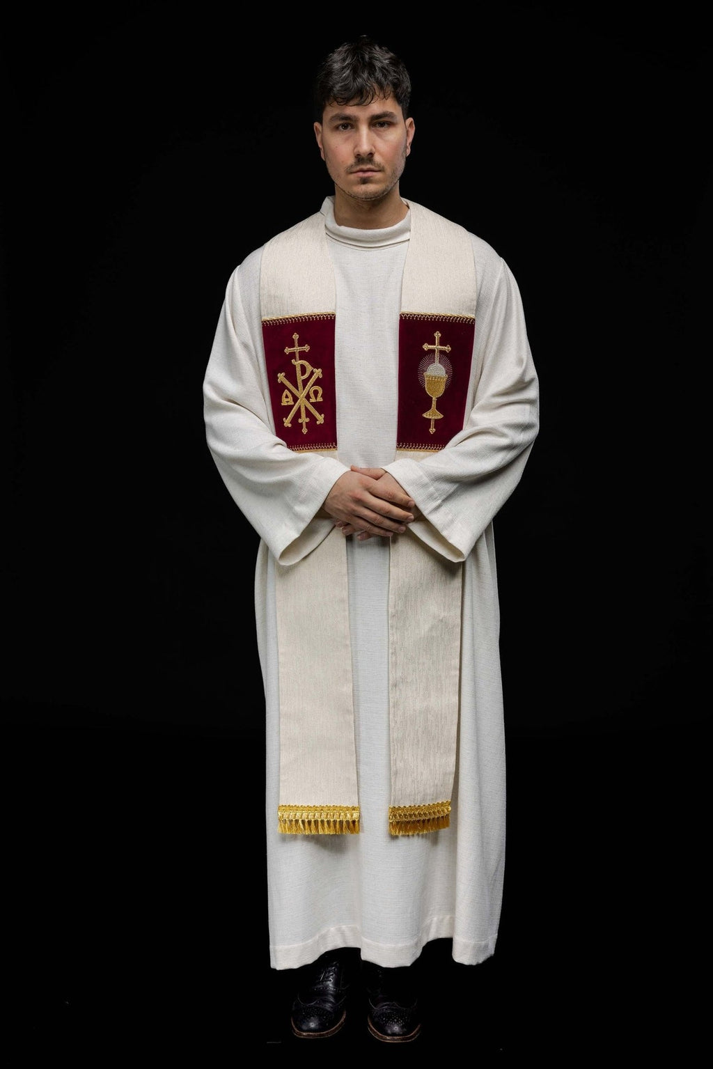 Stuła z haftowanym Kielichem Eucharystycznym i PAX