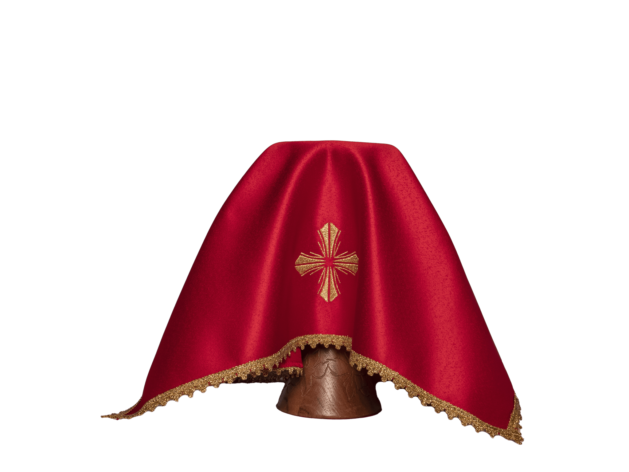 Zestaw czterech welonów na kielich z haftowanym krzyżem