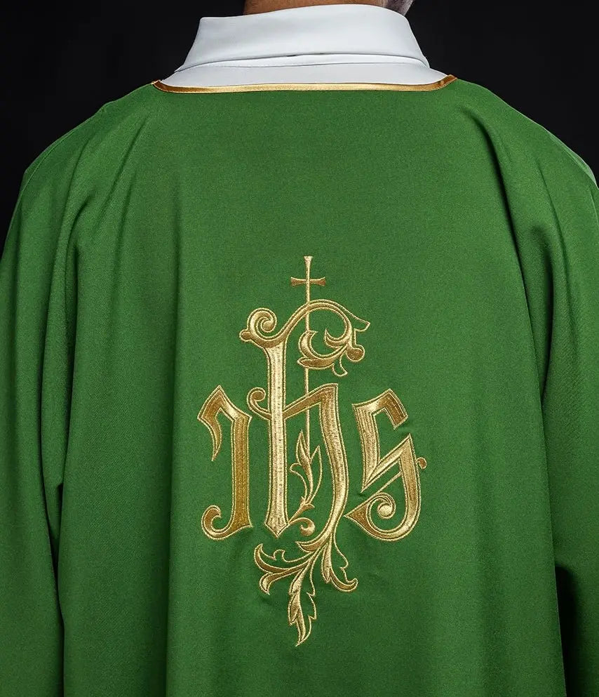Green IHS embroidered dalmatics