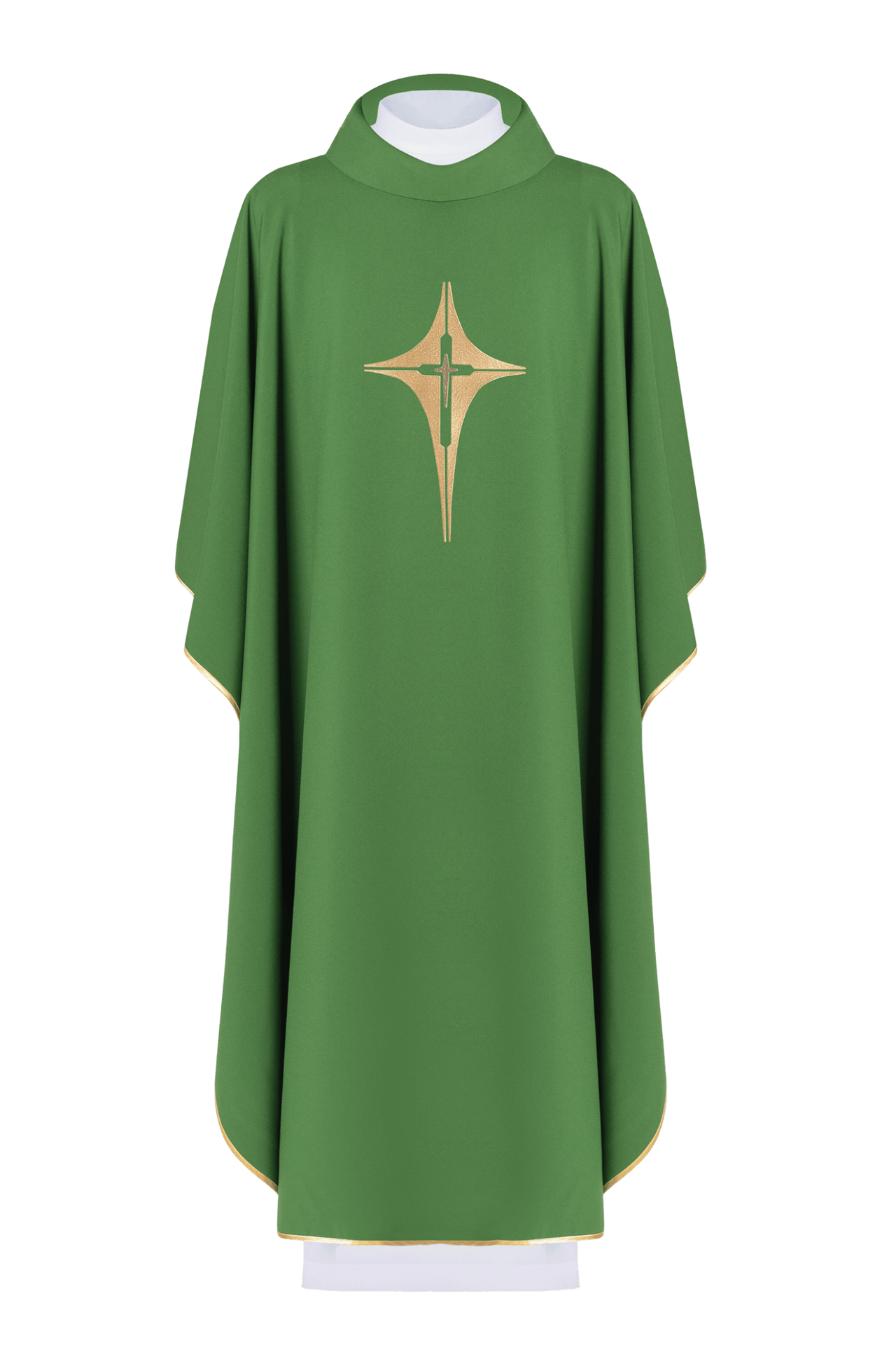 Zielony ornat haftowany z motywem krzyża